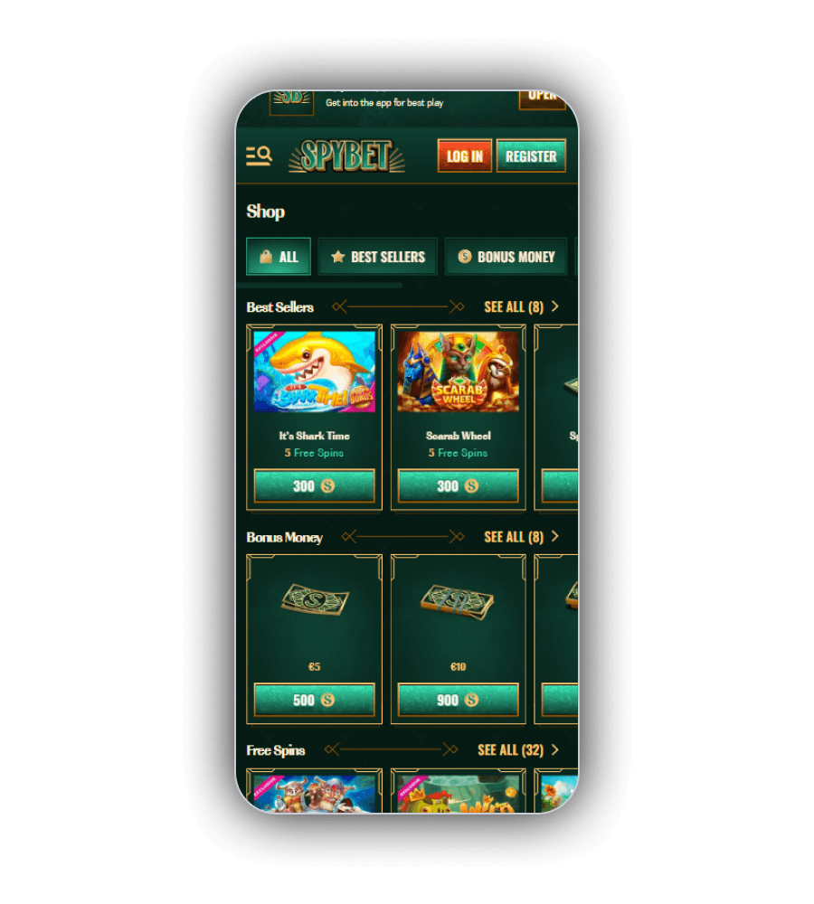 SpyBet Casino Bonus Shop
