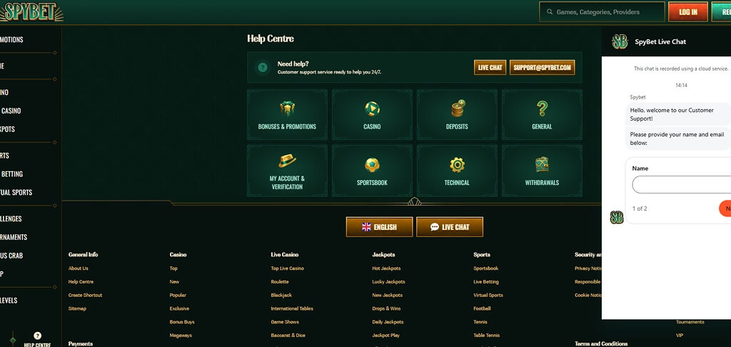 SpyBet Casino Conact Us